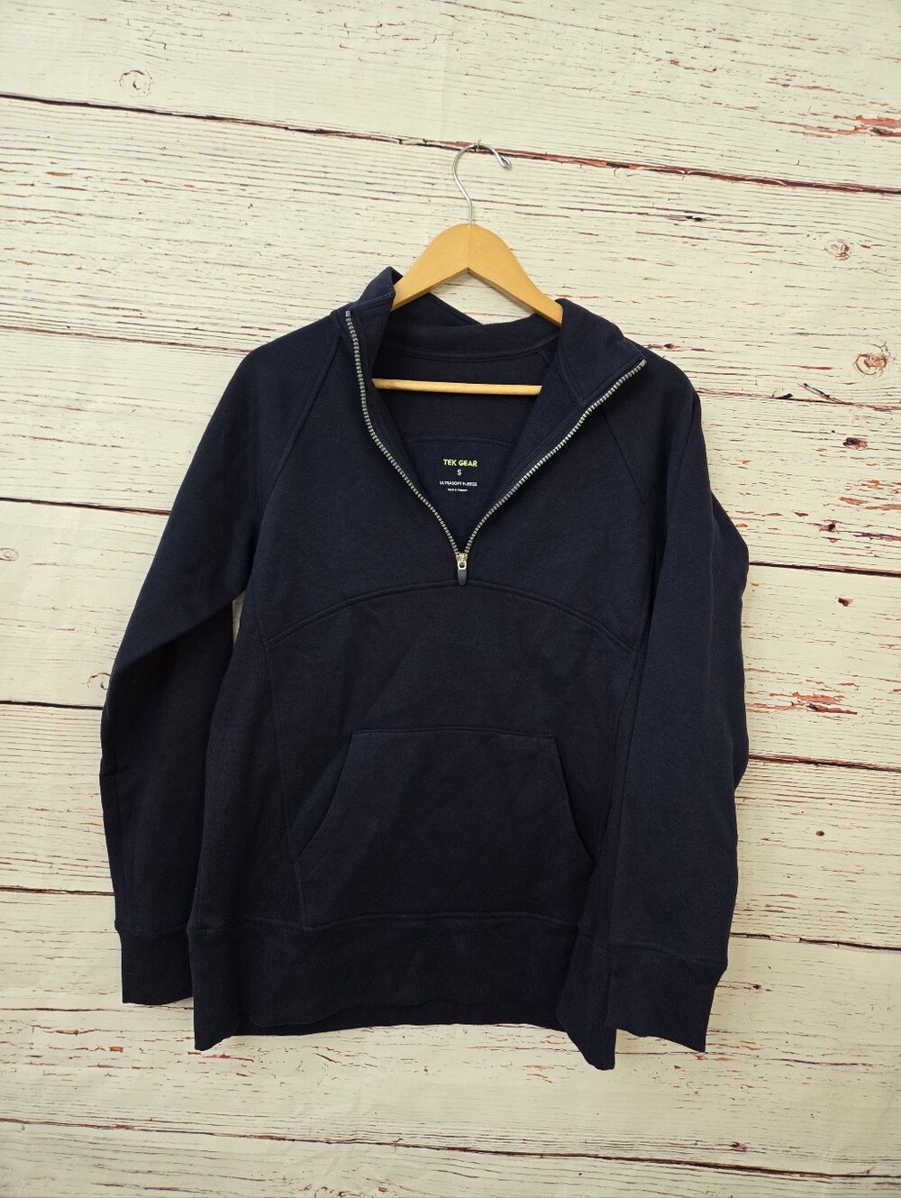 NWT Tek Gear Womens Small Quarter Zip Pullover Sweatshirt Ultrasoft Fleece Navy